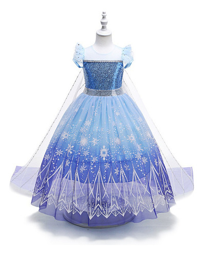 Frozen 2 Elsa Princess Vestido De Malla Con Capa Extraíble