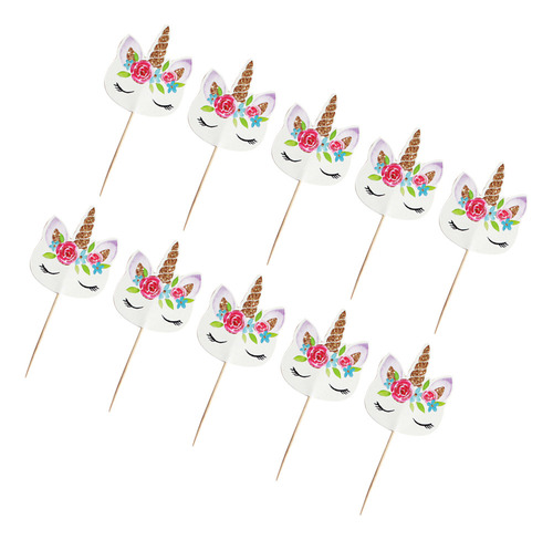 48 Peças De Chapéus De Bolo De Unicórnio Com Padrão Floral P