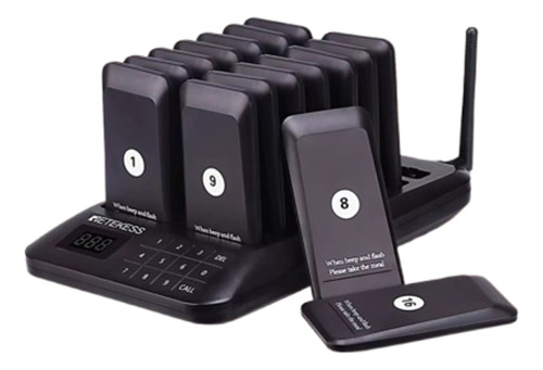 Sistema Fila De Espera Terminal 16 Pagers Restaurante Td157 Cor Preto
