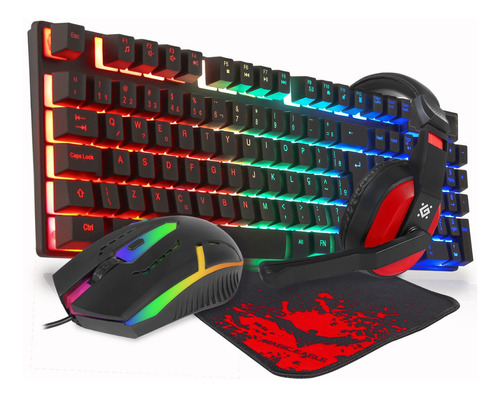 Kit Teclado Semi Mecânico Gamer Mouse 3200dpi Laser Headset