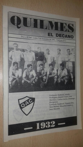 Historia Quilmes A.c. El Decano Fasciculo N°2 Diario El Sol