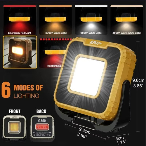 Lámpara Led Superbrillante De 3000 Mah, Recargable Y Resiste