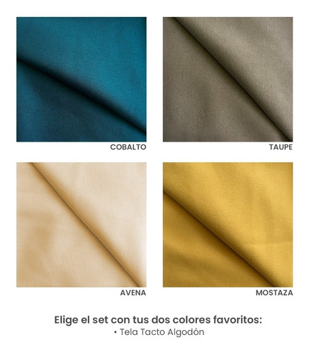 4 Fundas De Almohada | Matrimonial | 2 Colores A Color Taupe - Cobalto Liso