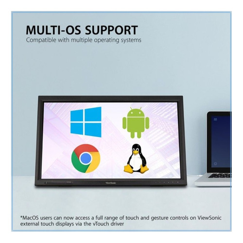 Monitor Tactil Touch 24 Viewsonic 10puntos Dp/hdm/usb Pc/mac