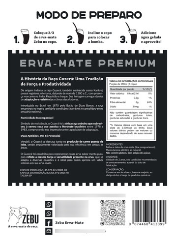 Kit 05 Unidades Erva-mate Menta Pura-guzerá Zebu
