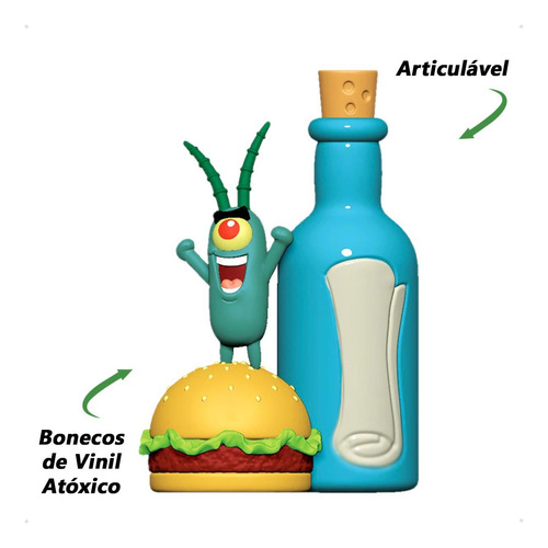Coleção 3 Fandom Bob Esponja Plankton Sandy Edição 25 Anos