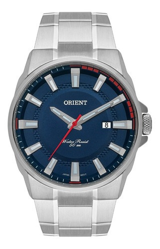 Relógio Orient Masculino Mbss1369 D1sx Azul Aço Analogico Cor da correia Prata Cor do bisel Prata