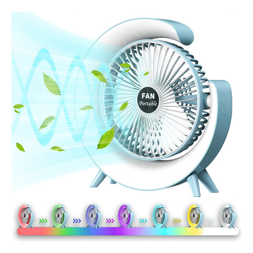 Ventiladores Portátiles 3modos Recargable Con Led Ajustable