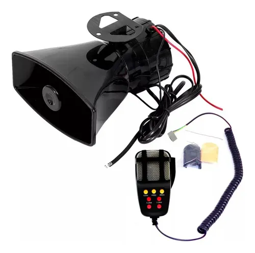 Ymiko Sirena Di Sicurezza 12V 100W 125dB – Megafono Con 5 Suoni, Allarme Emergenza Antincendio Per Auto, Moto, Camper E Barche