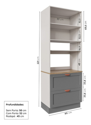 Cozinha Modulada 4 Peças Com Torre Para Microondas Arizona