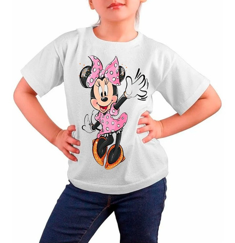 Polera Estampada 100%algodón Niña Minnie Mouse Alegre Baile