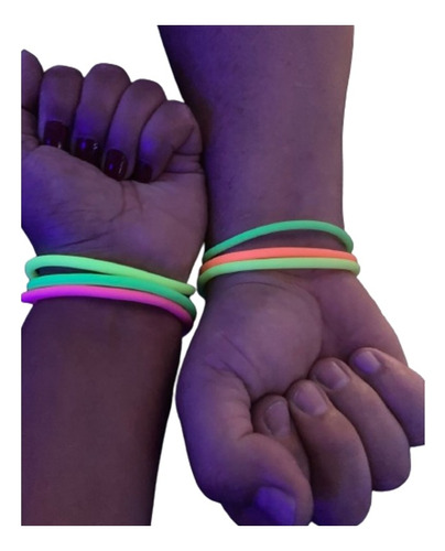 120 Pulsera Goma Fluo Cotillon Carioca Brillan Uv Oferta