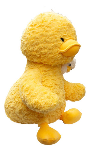 Pato De Peluche Con Patito En Hombro Tierno Y Esponjoso Color Amarillo