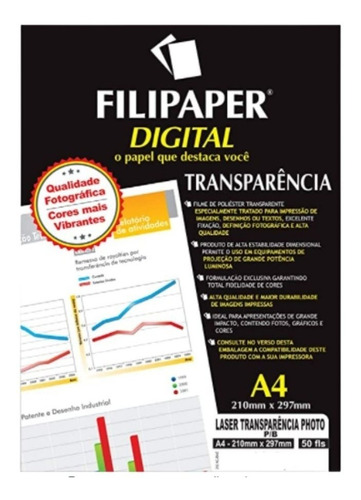 Transparência Laser Com Tarja Filipaper Pro 50 Folhas