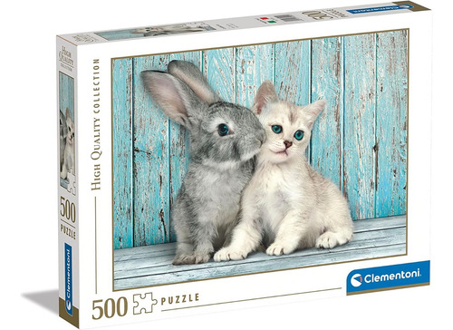 Rompecabezas 500 Piezas Gato Y Conejo Fotografía Clementoni