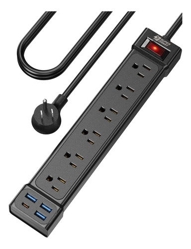 Enchufe Inteligente Marca Superdanny/6 Tomas/4 Usb/negro 4ft