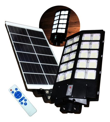 Lampara Solar Suburbana 1000w Alumbrado Público Sensor Mov Color Negro