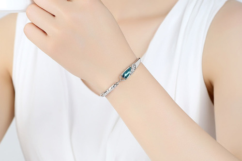 Set Collar Pulsera Arete Dije Zapato Cristal Austriaco Azul