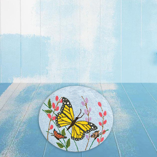 ) Diy Kits De Hilo De Ganchillo Alfombra De 15x15 Mariposa