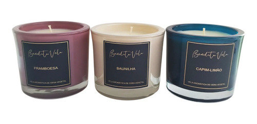 Imagem 1 de 4 de Kit 3 Velas Perfumadas (framboesa, Baunilha E Capim-limao)