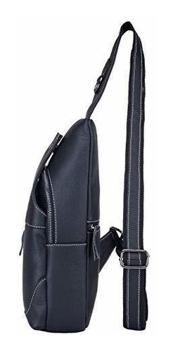 Imagen 3 de 7 de Cuero Genuino Mens Pecho Bolsa Casual Crossbody Bolso Hombr
