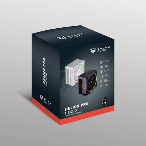 Enfriamiento De Aire Heliux Pro Hex50 Rgb 4 Pipas Tdp 220 W Led Negro
