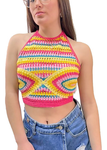 Top Crop Crochet Hg11101 Primavera Verano 