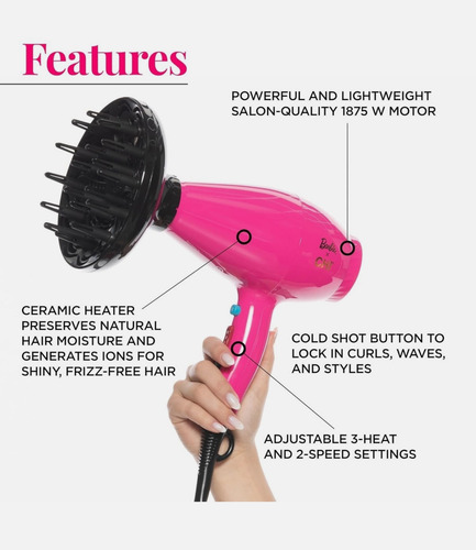 Secadora De Cabello Chi Edición Barbie Color Rosa Rosa Chicle