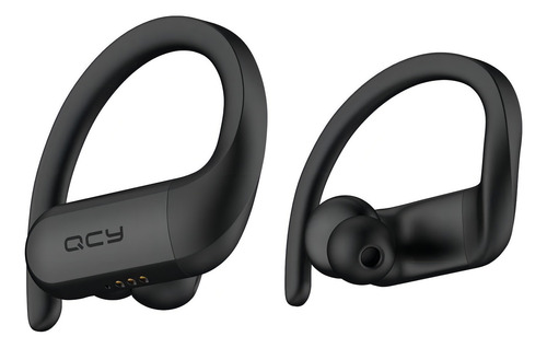 Fone de ouvido in-ear sem fio QCY T6 preto com luz LED
