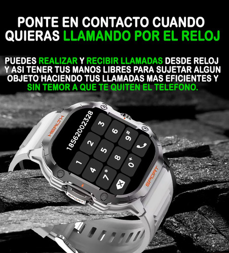 Smartwatch Táctico Deportivo Salud Llamadas Sport Bluetooth Silicona Silicona Gris Silicona