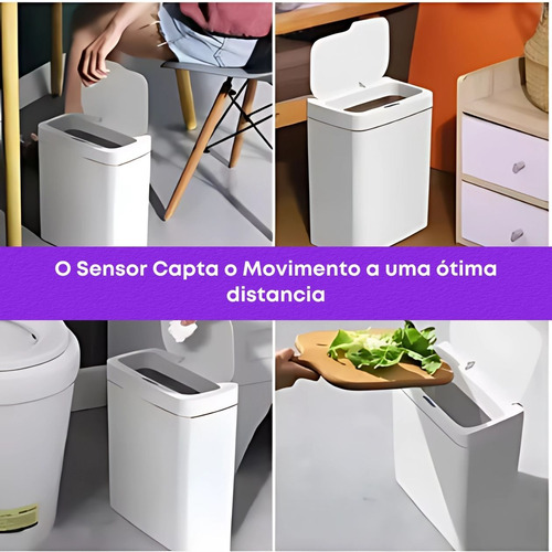 Lixeira Automática Com Sensor Inteligente Usb 14 Litros