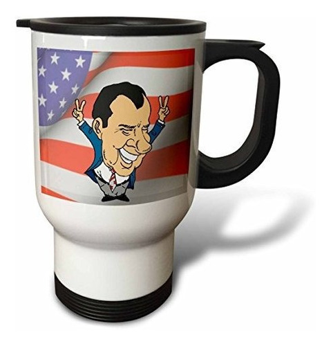 Vaso - 3drose President Richard Nixon With American Flag Sta