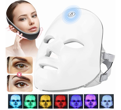 Máscara De Terapia Facial Led Inalámbrico De 7 Colores