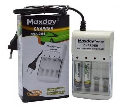 Cargador De Pilas Maxday Md-201 Para Aa Y Aaa