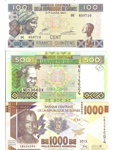 Guinea: Lote 3 Billetes De  Francos Guineanos ¡únicos!