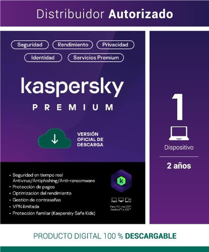 Kaspersky Premium + Customer Support 1 Usuario 2años