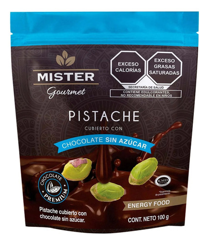 Pistache Con Chocolate Sin Azúcar Mister Gourmet 100g