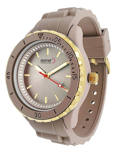 Reloj De Mujer Steiner Bisel Giratorio Dorado 34 Mm 3 Atm Correa Beige Bisel Beige Fondo Beige