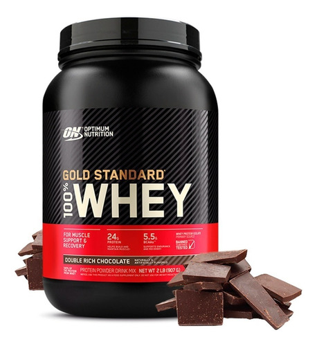 Gold Standard 100% Whey 2 Lb - Optimum Nutrition Sabor Double Rich Chocolate