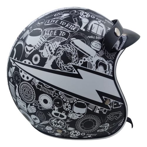 Casco Moto Certificado Chopper Retro Vintage Cafe Racer 3/4 