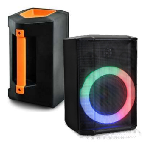 Parlante Malibu Naranja Con Woofer Led, Bt. Speaker 5.0, 18w Rms, Entradas Aux 3,5 Y 6,35, Cable Usb Y Bluetooth, Incluye Control Remoto