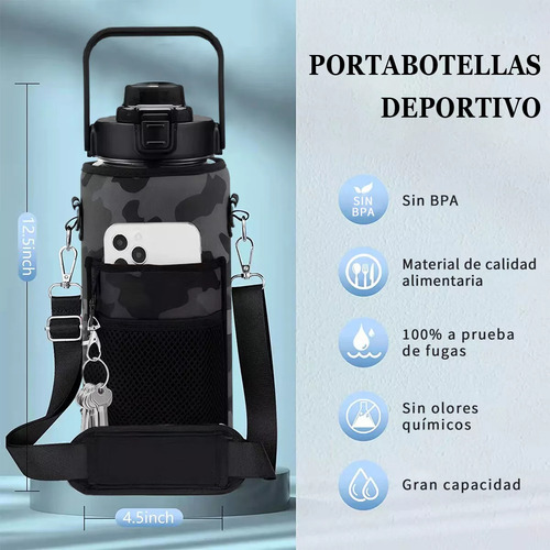 2l Botella Deportiva De Botella De Agua Con Popote Y Eslinga