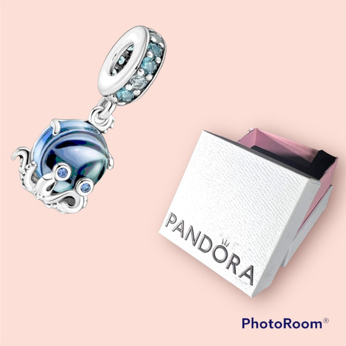 Charm Colgante Pulpo Tierno De Cristal Murano Color Azul