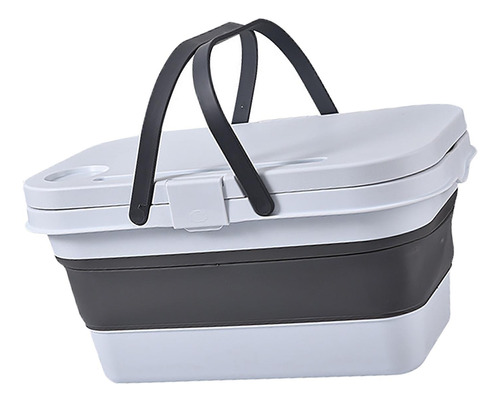 Cesta De Picnic Plegable Caja De Almacenamiento Mesa Gris