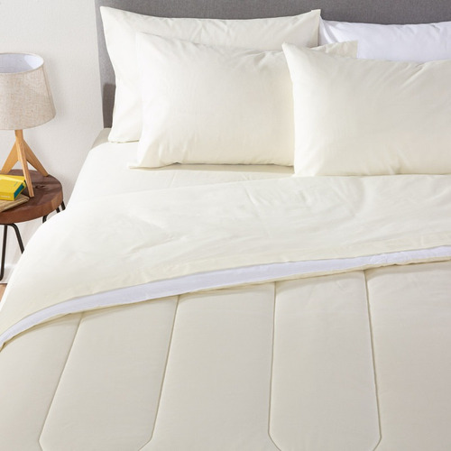 Plumón Bicolor Beige Blanco 1.5 Plazas - Combo 36