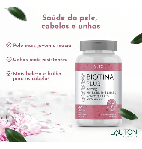 Biotina Com B1 B2 B3 B5 B6 B9 B12 Zinco Quelado Vitamina C