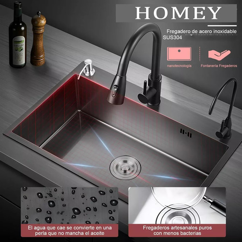Lavaplatos De Cocina Empotrable 50x45cm Con Accesorios