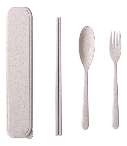 Set De Cubiertos Comida Plastico Partatil Reutilizable Viaje Color Verde