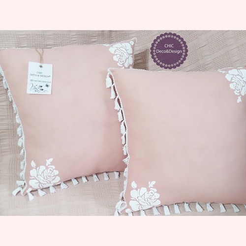 Pack X2 Almohadones Flores Decorativos Completos