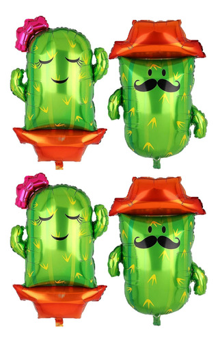4 Globos Cactus Gigantes Señor Y Señora Cactus 80 Cm Color Verde